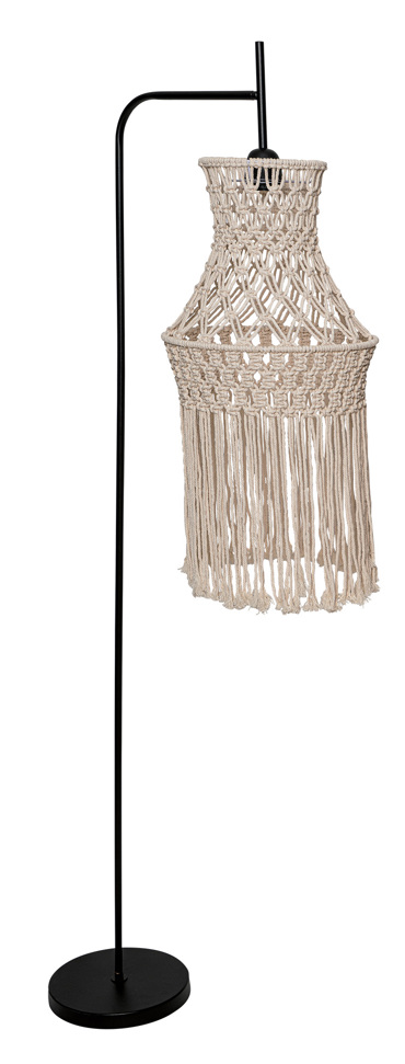 ArLight FLA 6816 Φωτιστικό Δαπέδου Μεταλλικό Μαύρο με Μακραμέ Καπέλο Μονόφωτο Ε27 Φ48x168cm 0164056