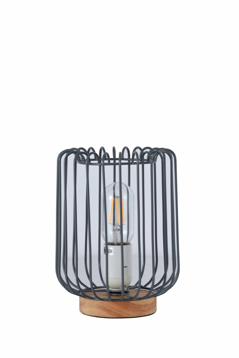 ArLight TLC 6324 Πορτατίφ Μεταλλικό Γκρι με Ξύλινη Βάση