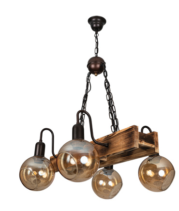 ArLight PDA 296-4 Ξύλινη Ράγα με 4 Μπράτσα Τετράφωτη με Μελί Γυαλιά Ε27 60x50x90cm 0298006