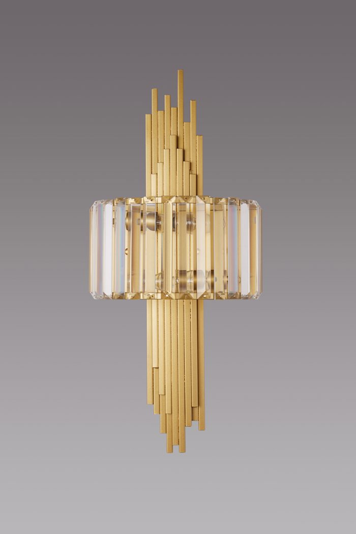 ArLight WLC 2472 Aplika Toixou Difoti me Xrusous Rabdous kai Krustalla E14 24x5x60cm 0304185