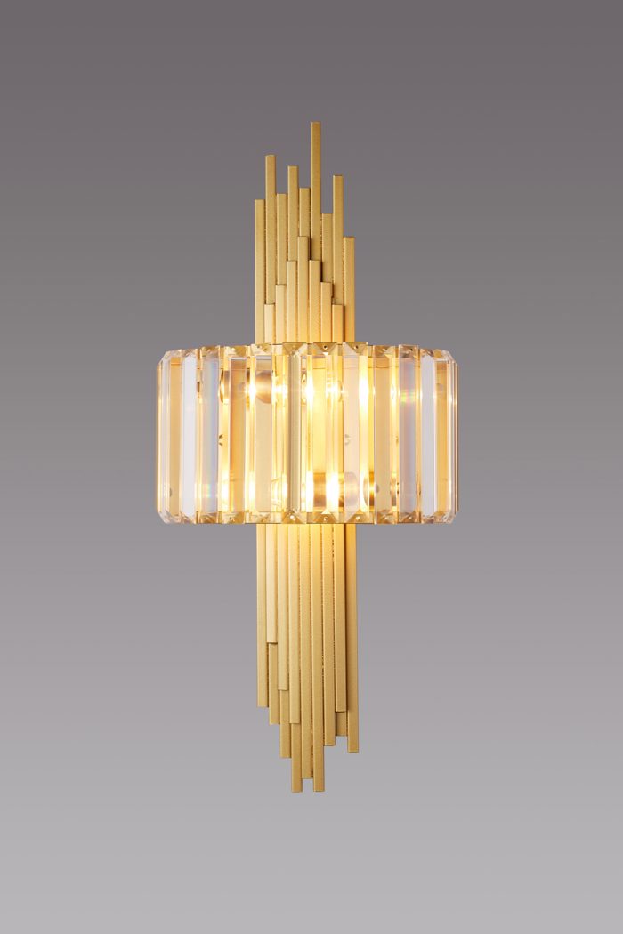 ArLight WLC 2472 Aplika Toixou Difoti me Xrusous Rabdous kai Krustalla E14 24x5x60cm 0304185