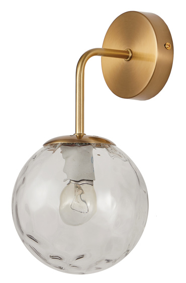 ArLight WLC 2476 Απλίκα Τοίχου Χρυσή με Γωνιακό Μπράτσο και Σφυρήλατο Γυαλί Μονόφωτη Ε27 Φ15x20x30cm 0304189