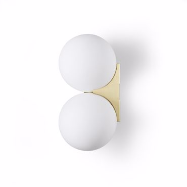 ArLight WLC 2477-2 GD Απλίκα Τοίχου Δίφωτη με Μπάλες Οπαλίνες και Χρυσή Λεπτομέρεια G9 Φ15x15.5x31cm 0304202