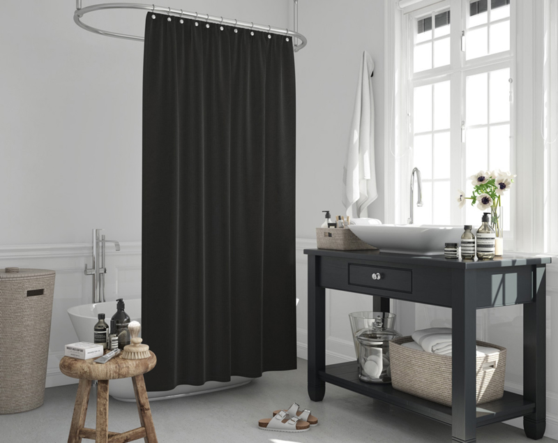 Max Home Κουρτίνα Μπάνιου 180X200cm Μαύρη 100% Polyester BTLJK010BLK