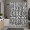 Kourtina Baniou 180x180cm ufasmatini me Gometriko Sxedio Aspromavro MRShome