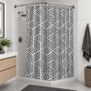 Kourtina Baniou 180x180cm ufasmatini me Gometriko Sxedio Aspromavro MRShome