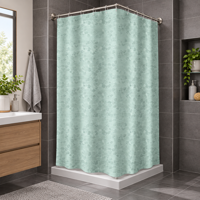 Kourtina Baniou 180x180cm PEVA Prasini me Petrini ufi MRShome