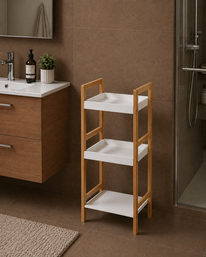 MRShome Rafiera apo Bamboo & MDF me 3 Rafia Natural/White