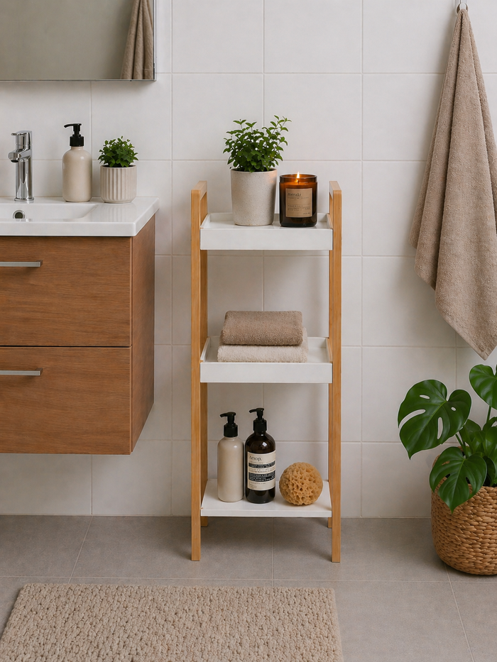 MRShome Rafiera apo Bamboo & MDF me 3 Rafia Natural/White