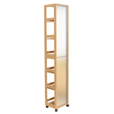 MRShome Ραφιέρα Ξύλινη Μπεζ με Ρόδες 30x25x167cm με Καθρέπτη στην πίσω όψη MRShome