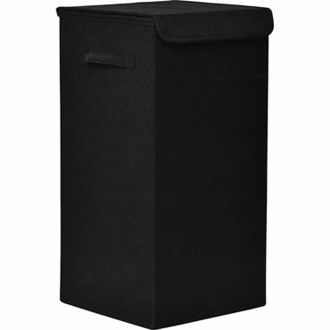 Καλάθι Απλύτων Αναδιπλούμενο από MDF Μαύρο με Υφασμάτινη Επένδυση MRShome