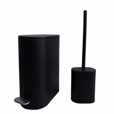 Σετ Κάδος Απορριμμάτων Οβάλ 5L Soft Close Μεταλλικός Μαύρος και Πιγκάλ MRShome