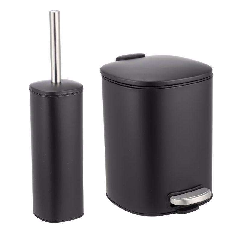 Σετ Κάδος Απορριμμάτων Οβάλ 5L Μεταλλικός Soft Close Μαύρος και Πιγκάλ MRShome