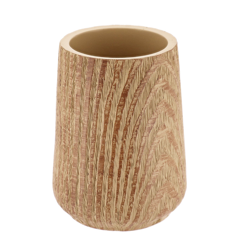 Eurocasa Ποτήρι Οδοντόβουρτσας Polyresin Μπεζ 8x8x11cm