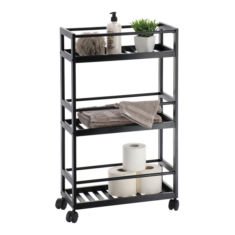 Eurocasa Ραφιέρα Μπάνιου από Μπαμπού Μαύρη με 3 Ράφια κ