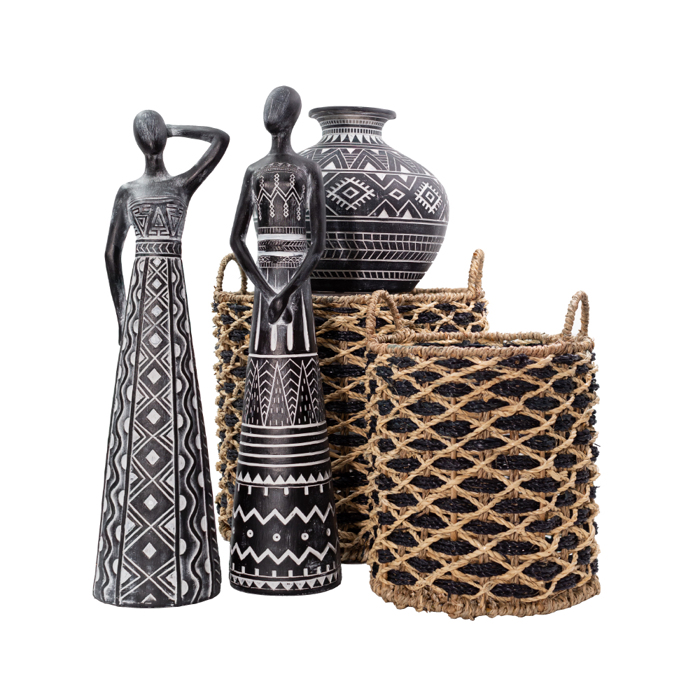 Liberta - Maison MAYA DECO Figura Resin Mavri/Lefki F12.5x52.5cm 018531