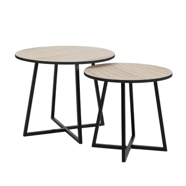 Liberta - Maison CRUZ Σετ των 2 Side Table Φυσικό/Μαύρο Φ50x40cm 04-0666
