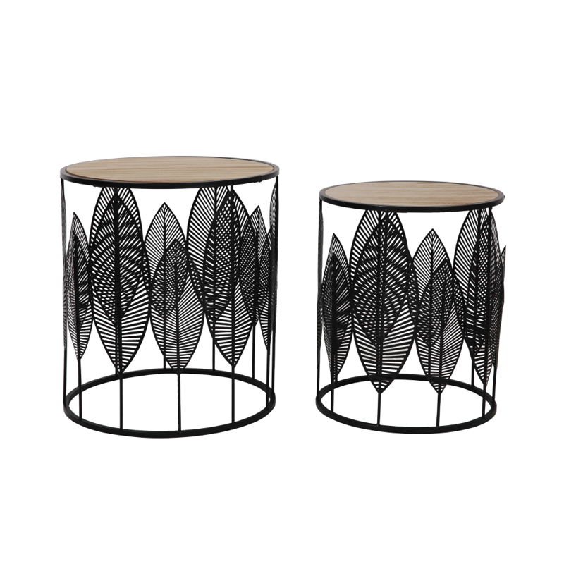 Έπιπλα σαλονιού agiovlasitishome - ΣΗΜΑΝΤΙΚΟ: Σε περίπτωση διαφοράς τιμής από το κατάστημα ισχύει παντα και μόνο η τιμή του καταστήματος Liberta - Maison LEAF Σετ των 2 Coffee Table Μαύρο/Φυσι