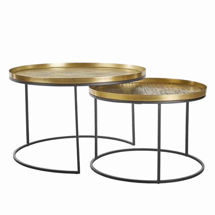 Liberta - Maison TOTALE Σετ των 2 Coffee Table Brass Antique/Μαύρο Φ76x43.5cm 04-0877 Liberta - Maison TOTALE Set ton 2 Coffee Table Brass Antique/Mavro F76x43.5cm 04-0877