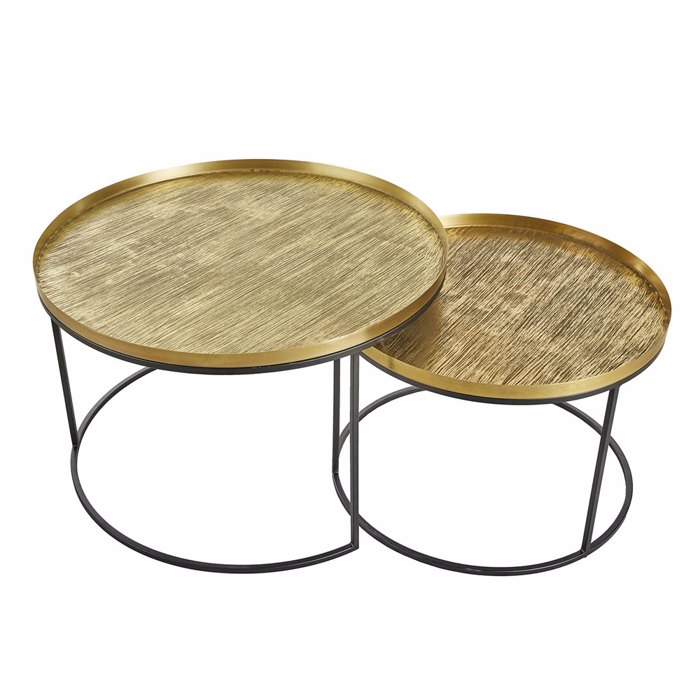 Liberta - Maison TOTALE Σετ των 2 Coffee Table Brass Antique/Μαύρο Φ76x43.5cm 04-0877 Liberta - Maison TOTALE Set ton 2 Coffee Table Brass Antique/Mavro F76x43.5cm 04-0877