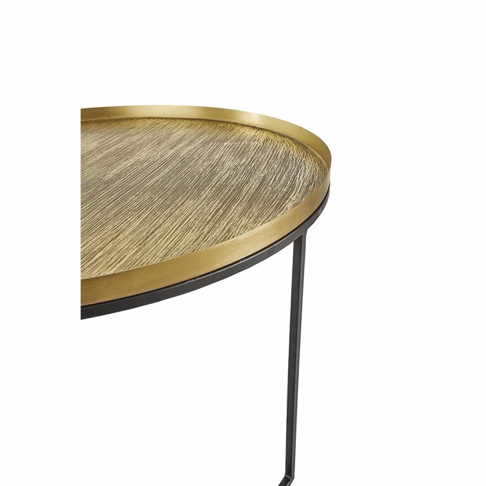 Liberta - Maison TOTALE Σετ των 2 Coffee Table Brass Antique/Μαύρο Φ76x43.5cm 04-0877 Liberta - Maison TOTALE Set ton 2 Coffee Table Brass Antique/Mavro F76x43.5cm 04-0877