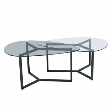 Liberta - Maison ROCKS Σετ των 2 Coffee Table Διάφανο Φιμέ/Μαύρο 82x59x40cm 04-0915
