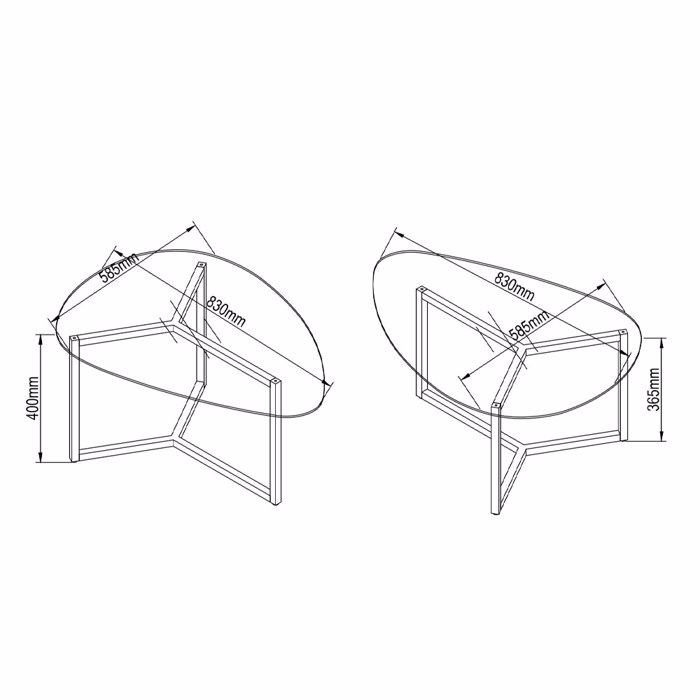 Liberta - Maison ROCKS Set ton 2 Coffee Table Diafano Fime/Mavro 82x59x40cm 04-0915