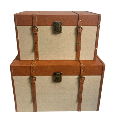 Liberta - Maison RIND Σετ των 2 Μπαούλα Μπεζ/Καφέ 64x40x40cm 04-0934