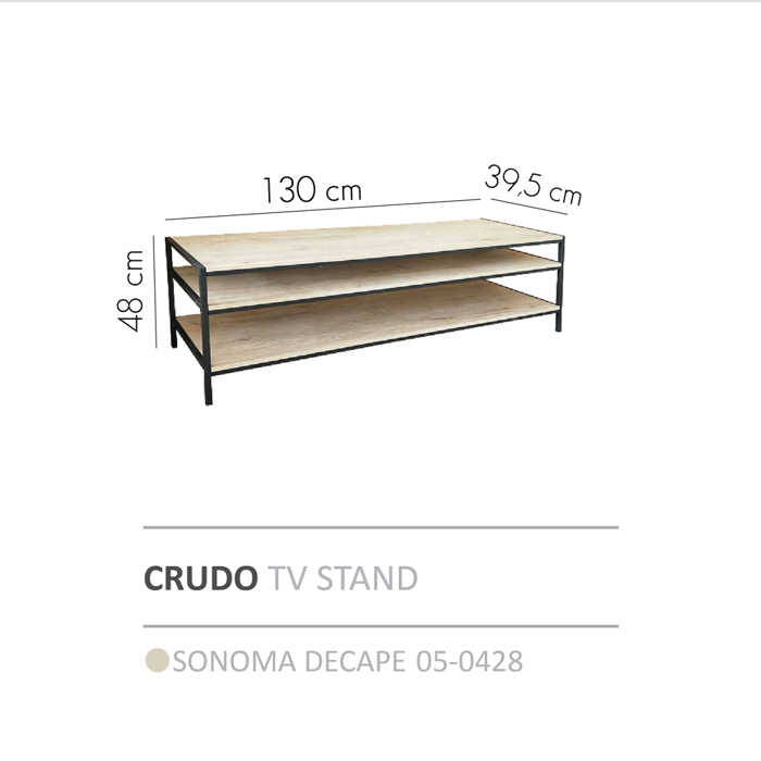 Liberta - Maison CRUDO TV Stand Sonoma Decape 130x39.5x48cm 05-0428