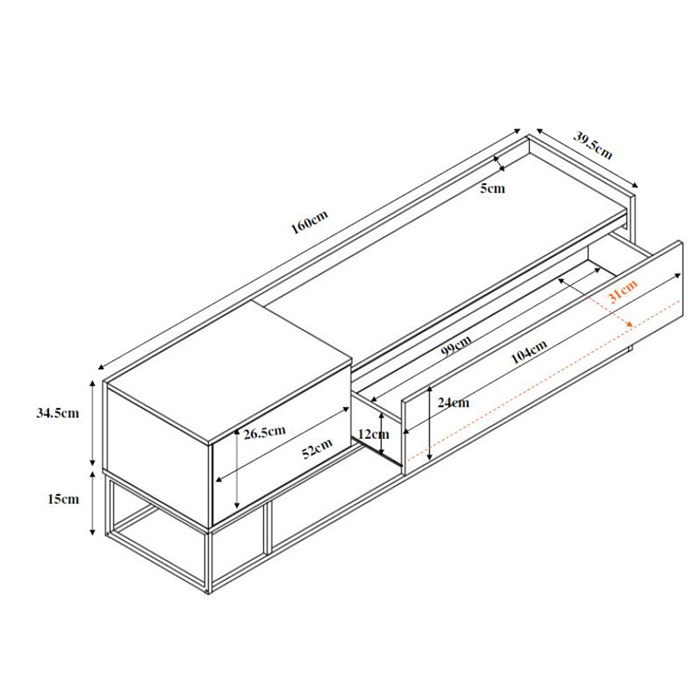 Liberta - Maison HILTON TV Stand Sonoma Decape 160x39.5x45cm 05-0456