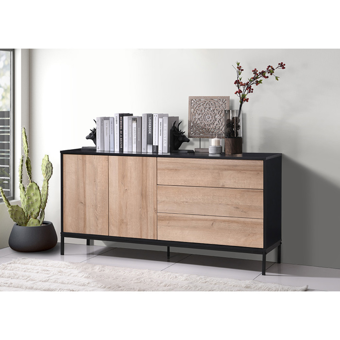 Liberta - Maison BLACKBIRD Boufes Riviera Oak/Mavros me 2 Portes kai 3 Surtaria 150x40x75.5cm 05-0669