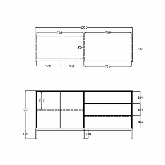Liberta - Maison BLACKBIRD Boufes Riviera Oak/Mavros me 2 Portes kai 3 Surtaria 150x40x75.5cm 05-0669