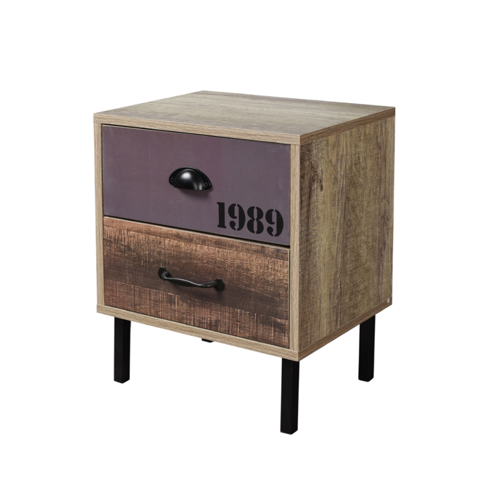 Liberta - Maison NUMBER Komodino Sonoma/Lefko/Ggri me 2 Surtaria 40x30x48cm 09-1472