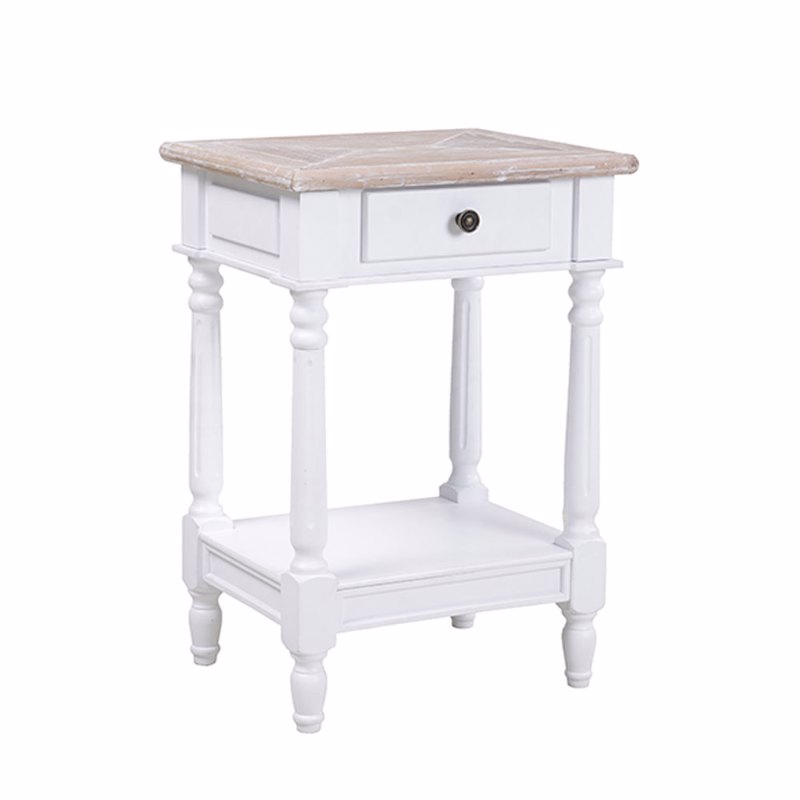 Liberta - Maison HISTORY Κομοδίνο Λευκό/Φυσικό 46x37x67cm 09-1508