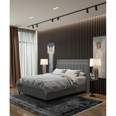 Liberta - Maison HARMONY Κρεβάτι με Αποθηκευτικό Χώρο και Στρώμα Γκρι 07-780 207x174x126.5cm 09-1522