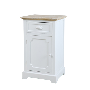 Liberta - Maison KIMOLOS Κομοδίνο Λευκό/Φυσικό με 1 Πορτάκι και 1 Συρτάρι 43x35x71cm 09-1549