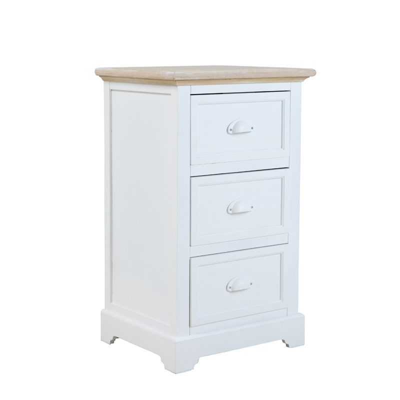 Έπιπλα Κρεβατοκάμαρας Agiovlasitishome - ΣΗΜΑΝΤΙΚΟ: Σε περίπτωση διαφοράς τιμής από το κατάστημα ισχύει παντα και μόνο η τιμή του καταστήματος Liberta - Maison KIMOLOS Κομοδίνο Λευκό/Φυσικό με 3 Συρ