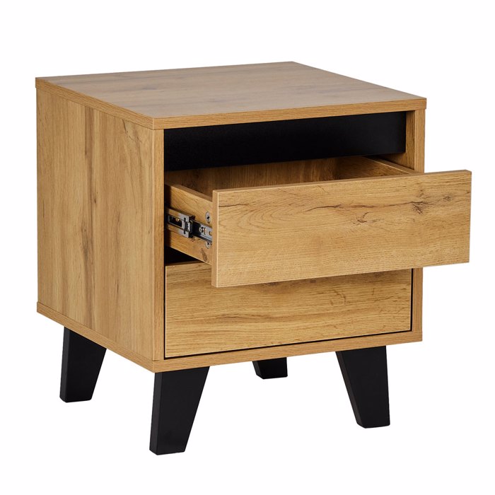 Liberta - Maison ARABICA Κομοδίνο Sonoma/Μαύρο με 2 Συρτάρια 40x38x45cm 09-1964 Liberta - Maison ARABICA Komodino Sonoma/Mavro me 2 Surtaria 40x38x45cm 09-1964