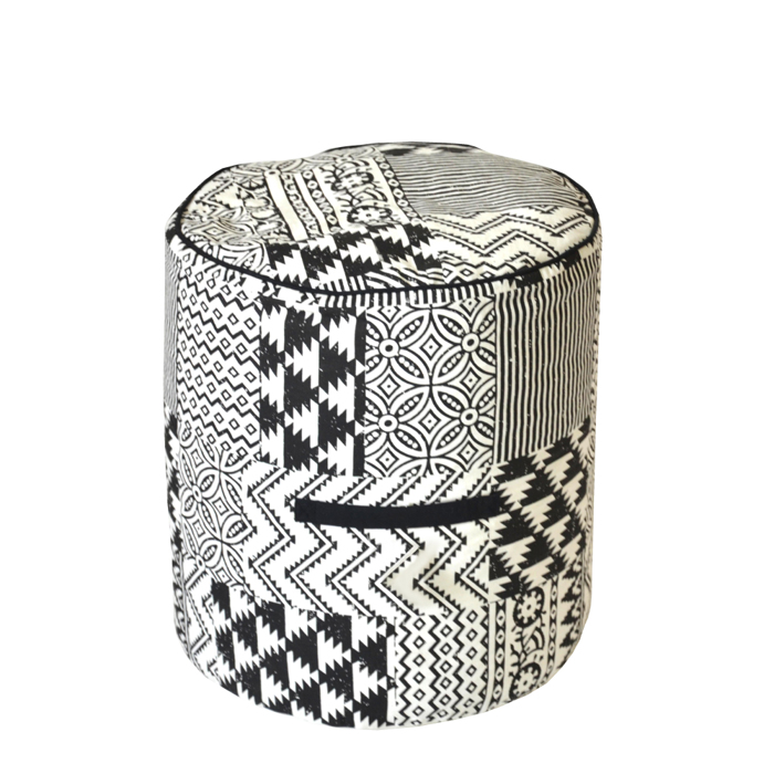 Liberta - Maison ISLAND Pouf Mavro/Lefko F40x45cm 16-0509