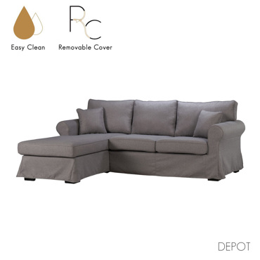 Liberta - Maison ASHLEY Καναπές Γκρι Αριστερή Γωνία με Αποσυρόμενο Κάλυμμα 236x171x91cm 71-0058