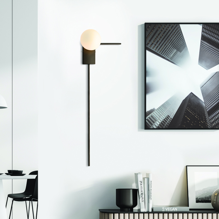 ACA Epitoixio Fotistiko ''CYCLOPS'' Monofoto Metalliko/Gyalino Mavro/Lefko G9 30x17x85cm OD94581WLB