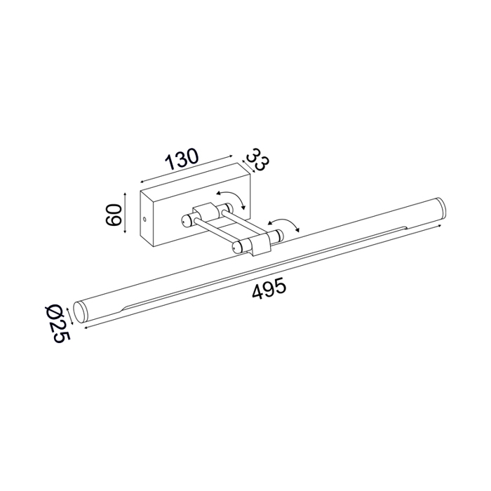 ACA Epitoixio Fotistiko ''RIO'' Metalliko Xromio me LED Fusiko Lefko 50x19x6cm PN10LEDW504CH