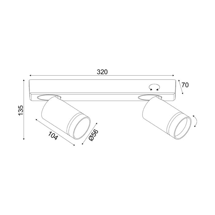 ACA Spot ''DIVINO'' Difoto Ggri Alouminiou GU10 32x7x13.5cm RA3632SGY