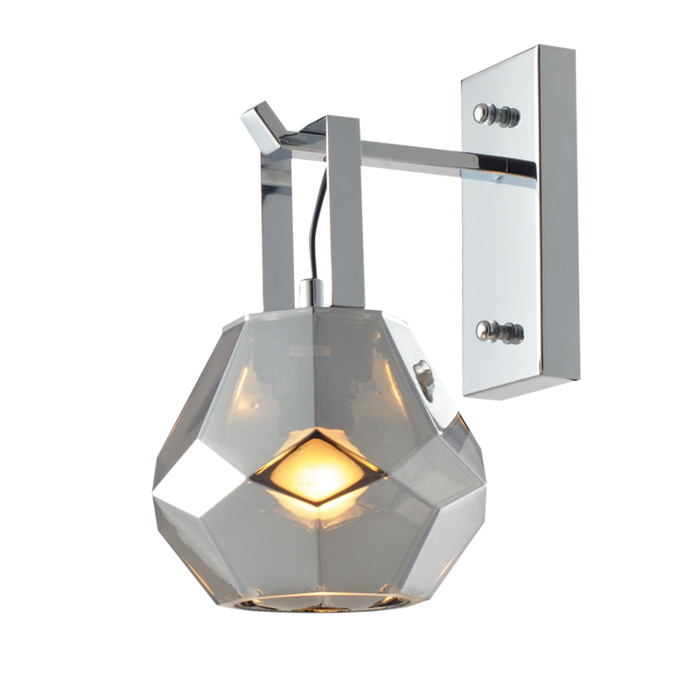 ACA Aplika Toixou ''DIAMONDRA'' Monofoti Metalliki/Gyalini Xromio/Fime E27 22.5x18x32.5cm V371481WG