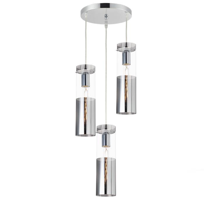 ACA Kremasto Fotistiko Orofis ''DEJAVU'' Trifoto Metalliko/Gyalino Xromio E27 F28x120cm V371973PCH