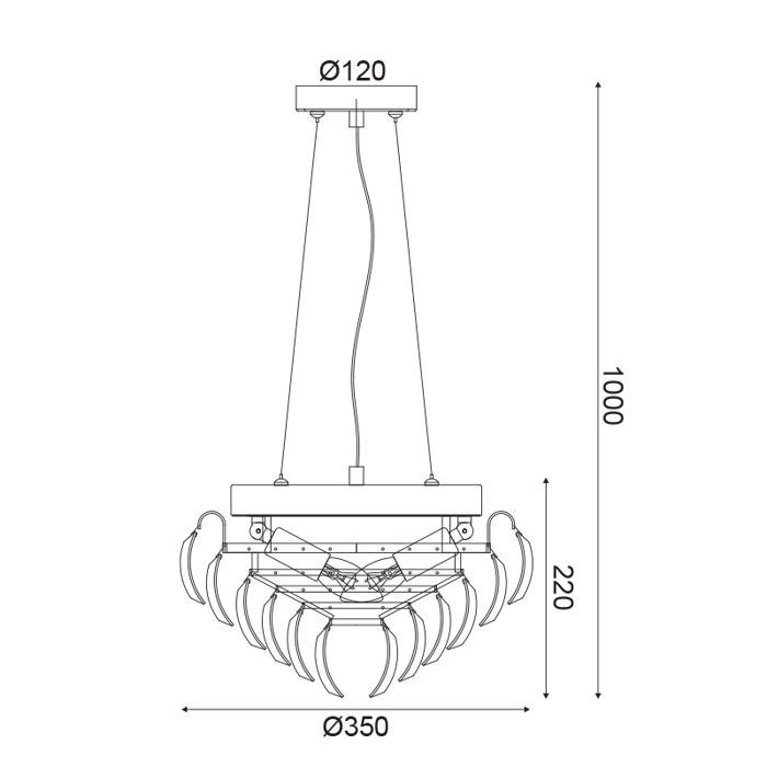 ACA Kremasto Fotistiko Orofis ''VICA'' Trifoto Krustallino/Metalliko Xromio E14 F35x100cm VICA353P