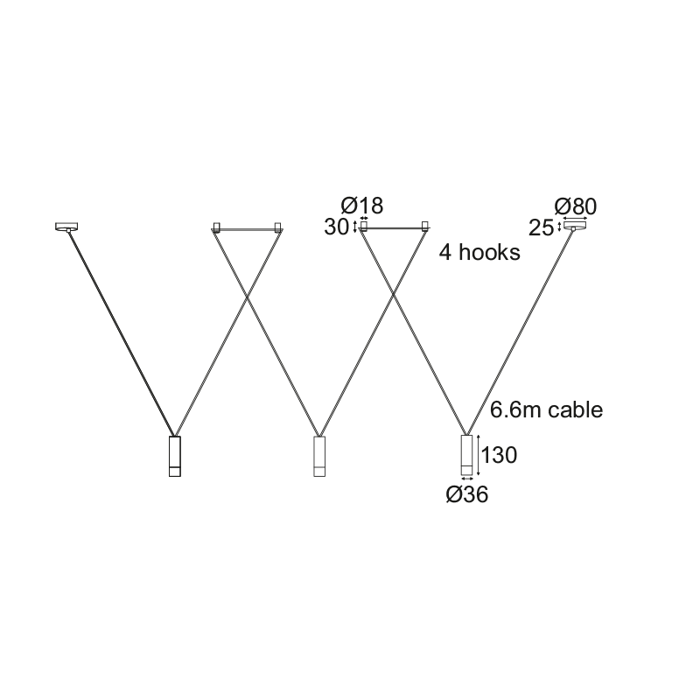 ACA Kremasto Fotistiko Orofis ''TERES'' Trifoto Alouminiou Mavro G9 F3.6x13cm YL22P3BK