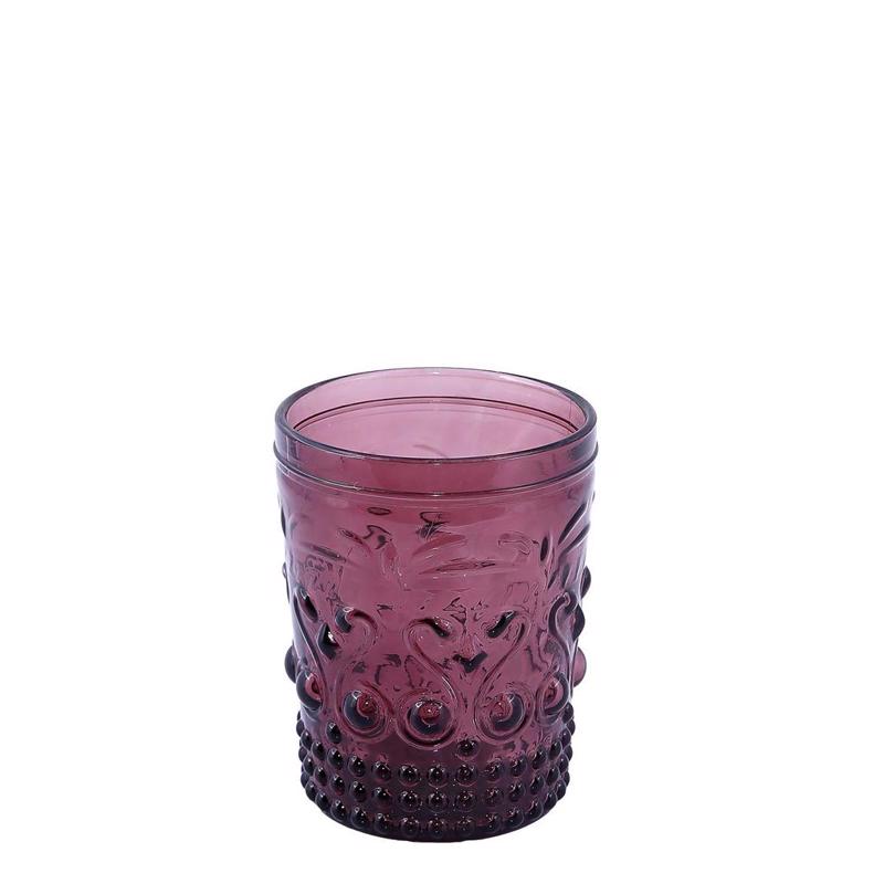 Υαλικά agiovlasitishome - ΣΗΜΑΝΤΙΚΟ: Σε περίπτωση διαφοράς τιμής από το κατάστημα ισχύει παντα και μόνο η τιμή του καταστήματος Σετ 6τμχ Ποτήρι Ανάγλυφο Μωβ Whiskey 400cc 11εκ HOC1006