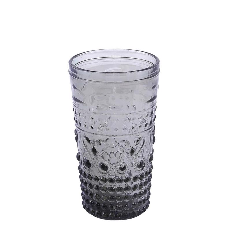 Σετ 6τμχ Ποτήρι Ανάγλυφο Γκρι Νερού 550cc 16εκ HOC1009 