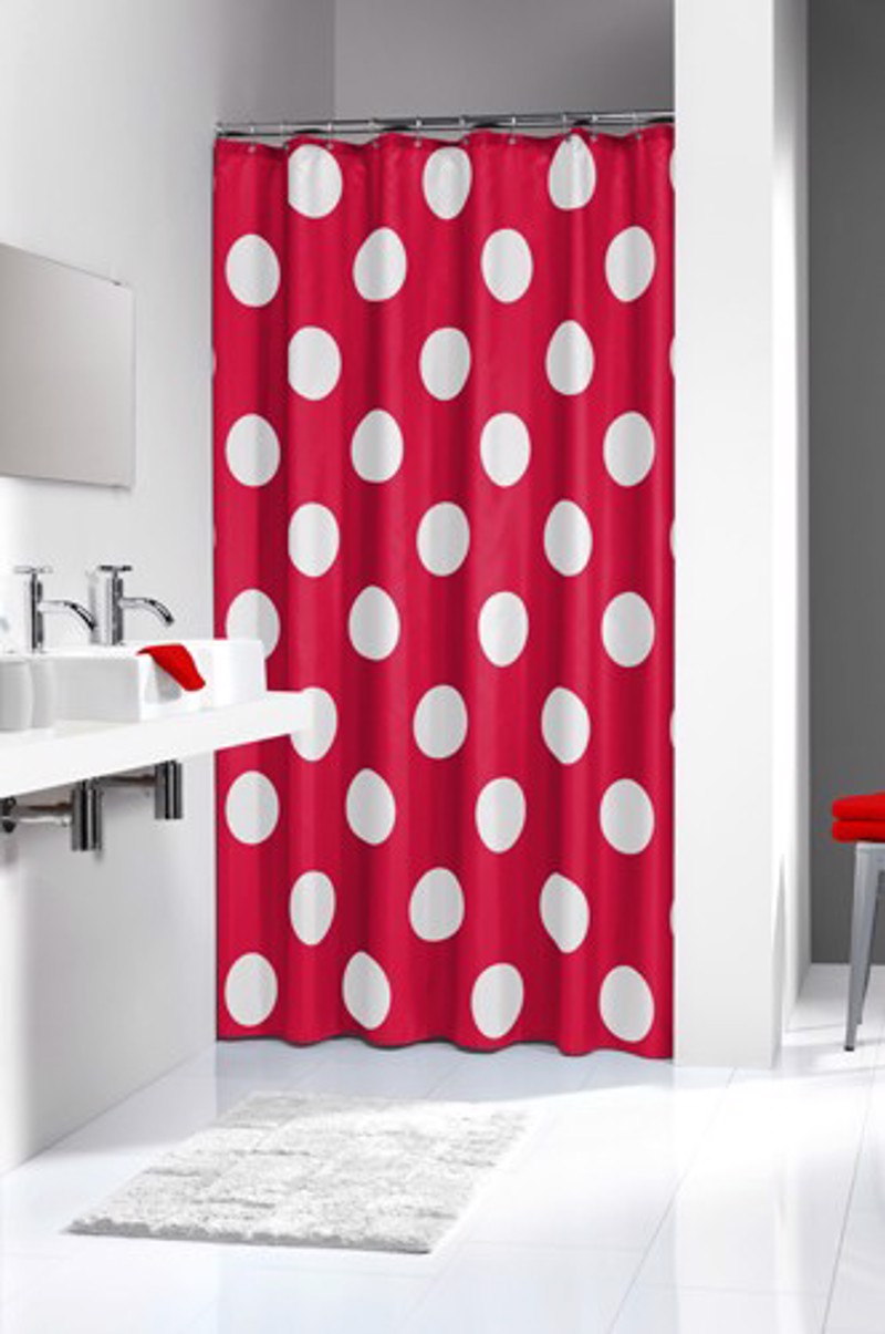 Υφασμάτινη Κουρτίνα μπάνιου sealskin Polka red 1.80×2.00